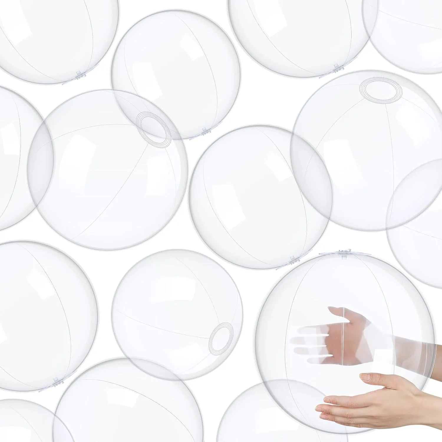 Hungdao 12 Pieces Inflatable Clear Beach Ball Bulk 16 Inch Transparent Swimming Pool Bubble Ball for Ocean Under the Sea Hawaii Luau Party DIY Favors Decorations