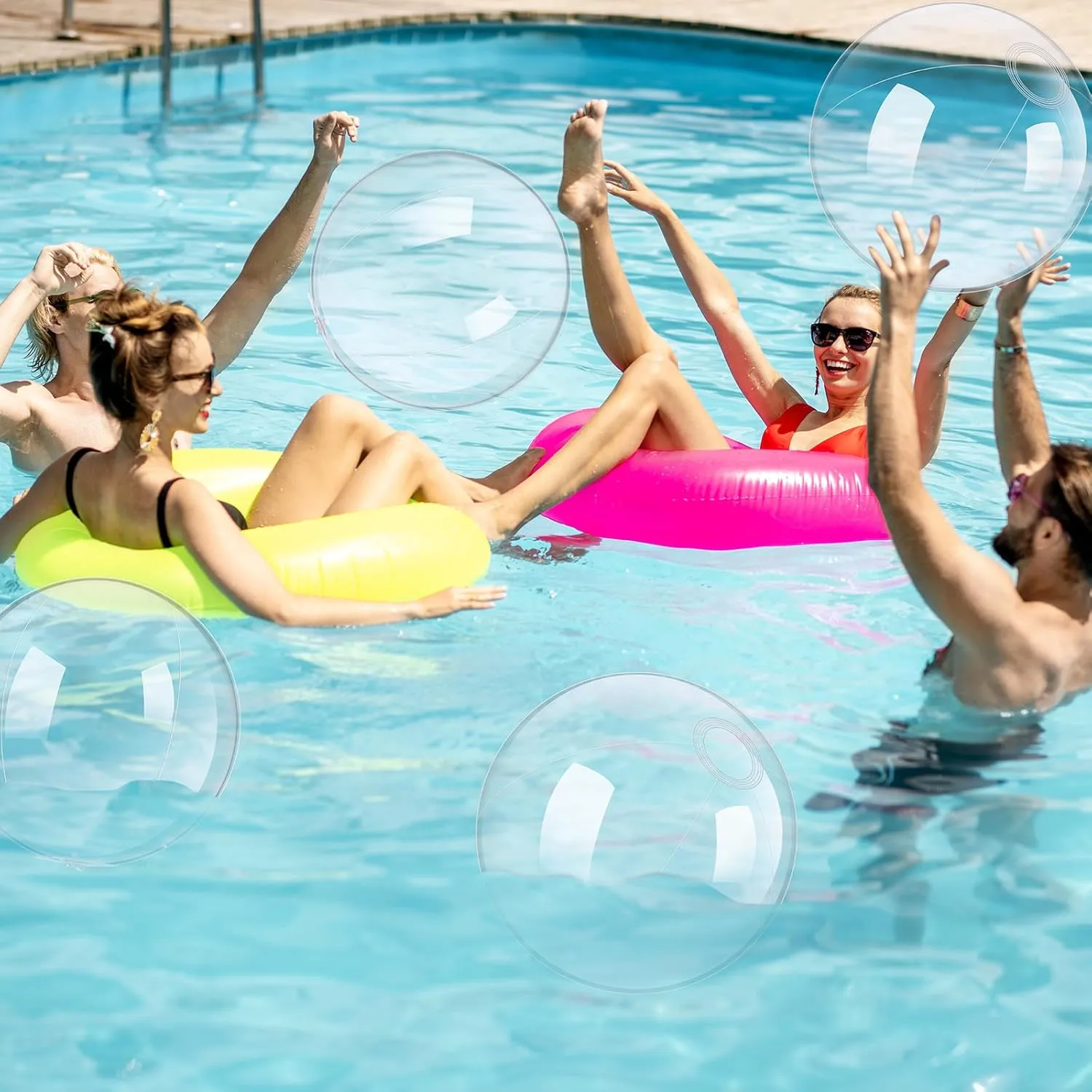 Hungdao 12 Pieces Inflatable Clear Beach Ball Bulk 16 Inch Transparent Swimming Pool Bubble Ball for Ocean Under the Sea Hawaii Luau Party DIY Favors Decorations