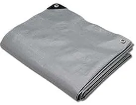 Hygrade Heavy Duty Super Cover Poly Tarp, 10 Mil, Silver/Black, 20'L X 30'W