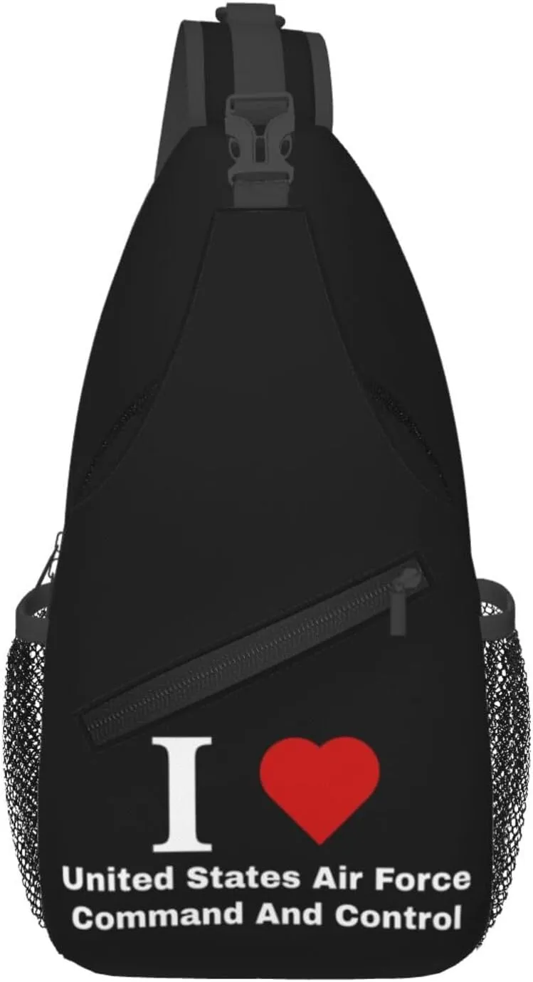 I love United States Air Force Command And Control Crossbody Bags For Women Men Chest Backpack Gym Shoulder Bag Travel Outdoor Sports Casual Crossbody Bags