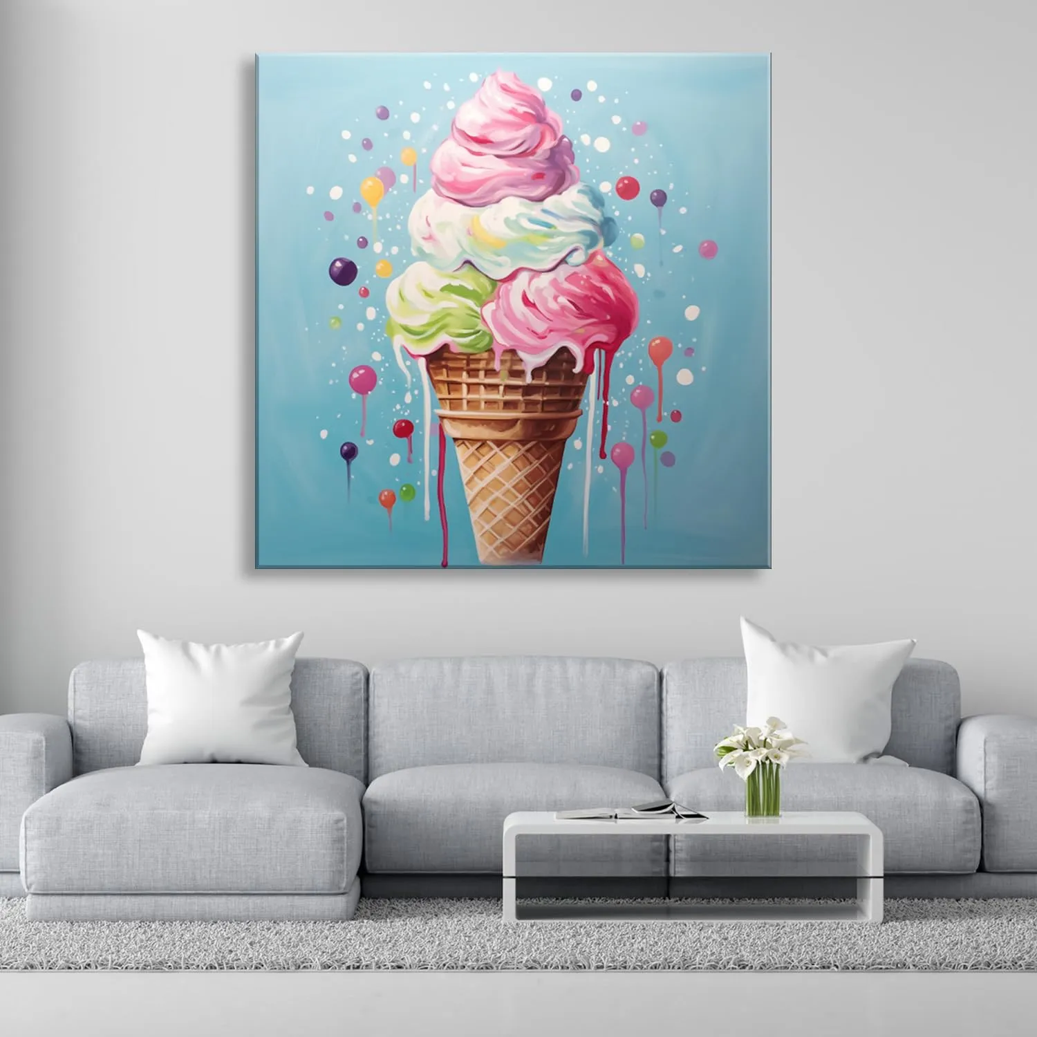 Ice Cream Printed Canvas Wall Art, Perfect for Home Decor, Gifts & Keepsakes, Ready to Hang