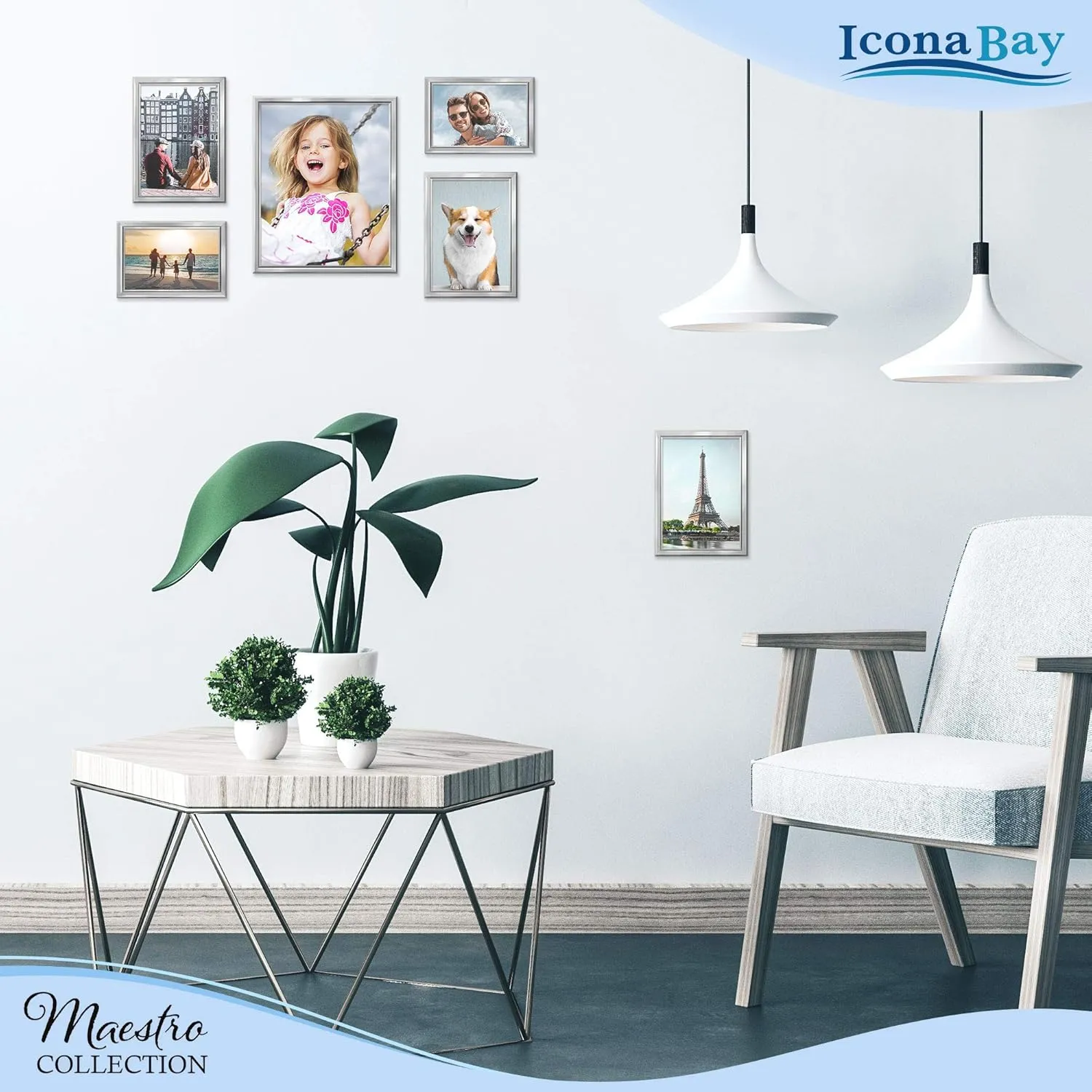 Icona Bay 4x6 Picture Frames Set (Silver, 12 Pack), Classy Contemporary Style, Maestro Collection