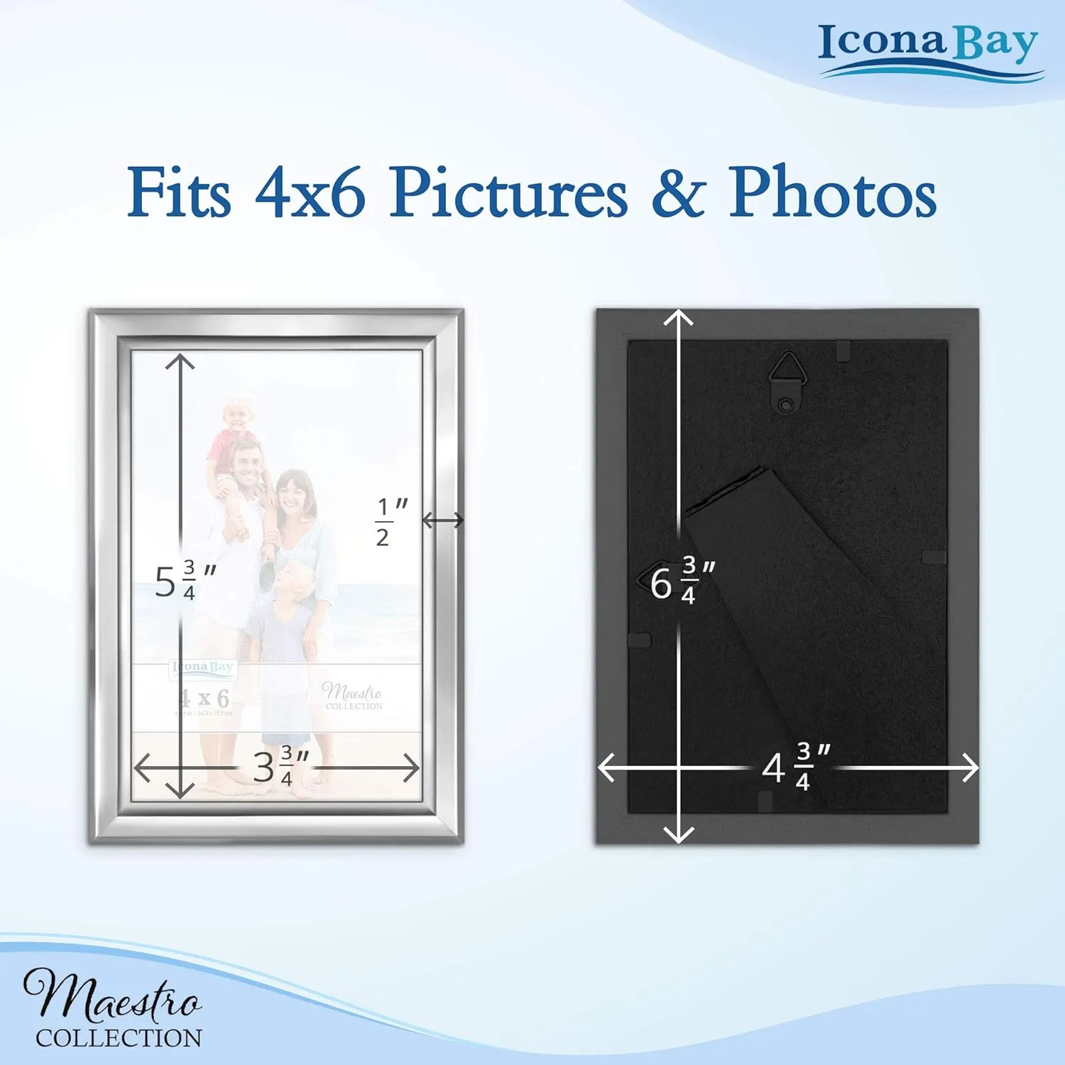 Icona Bay 4x6 Picture Frames Set (Silver, 12 Pack), Classy Contemporary Style, Maestro Collection