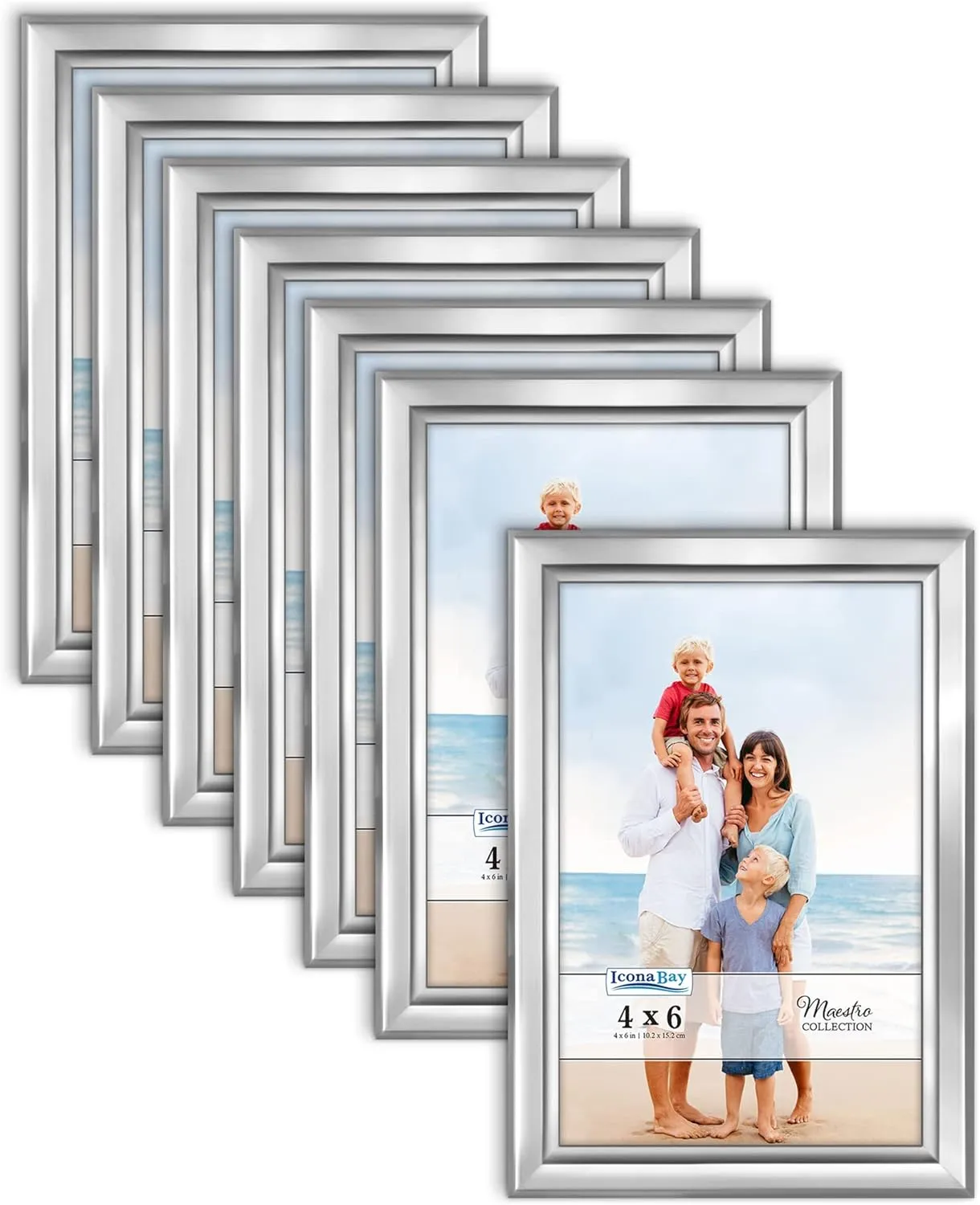 Icona Bay 4x6 Picture Frames Set (Silver, 12 Pack), Classy Contemporary Style, Maestro Collection