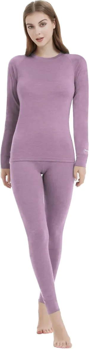 Iguana Womens 100% Merino Wool Base Layer Sets for Ski Lightweight Thermal Underwear