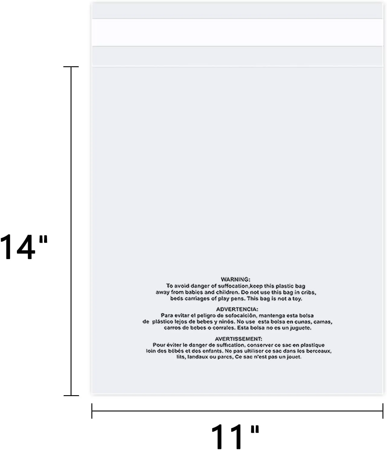 iMailer - 500 Count - 11" x 14" Clear Plastic Poly Bags with Suffocation Warning for Prints, Photos, Documents, Clothing, T-Shirt - Resealable Adhesive,Not Strong