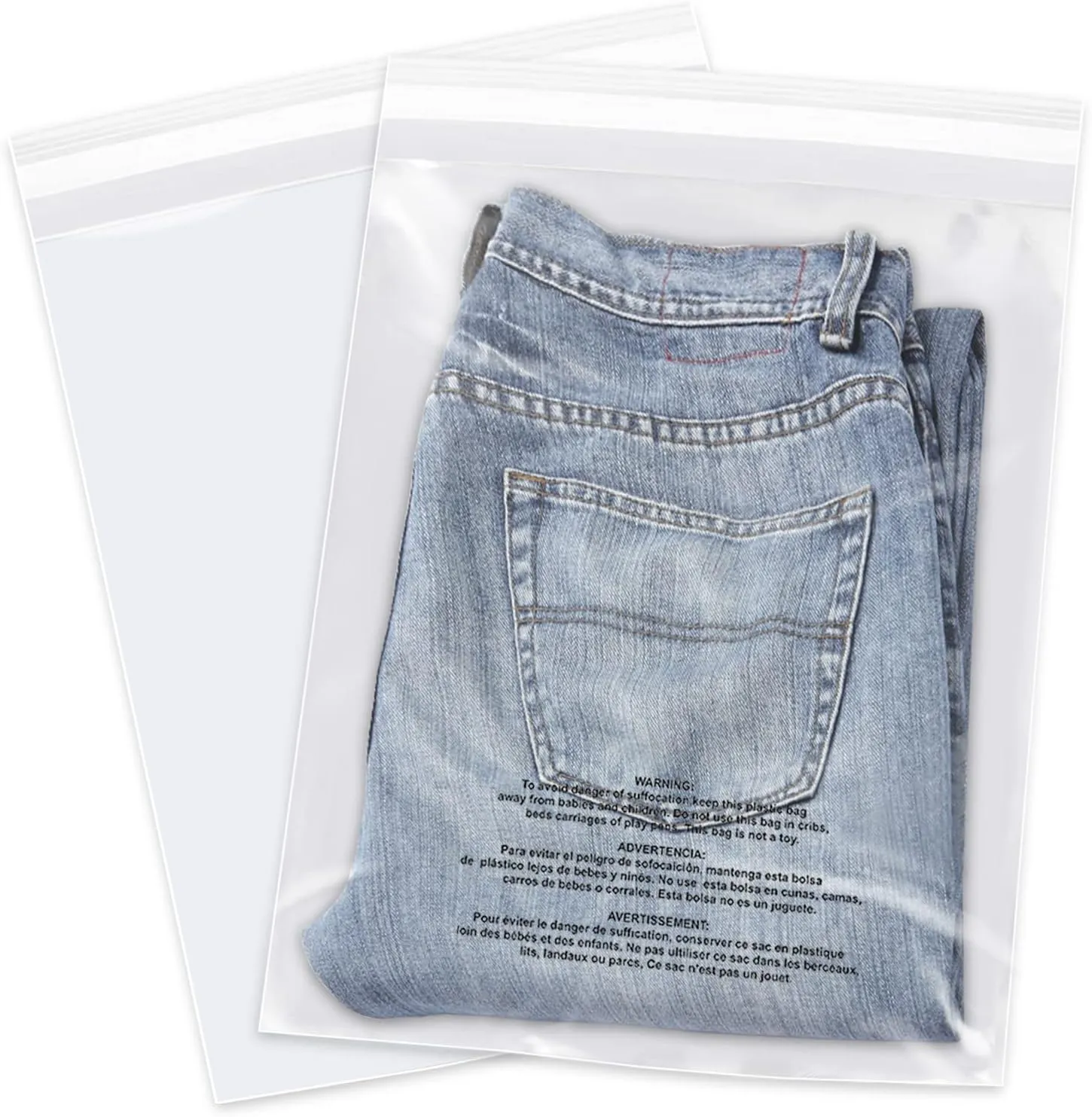 iMailer - 500 Count - 11" x 14" Clear Plastic Poly Bags with Suffocation Warning for Prints, Photos, Documents, Clothing, T-Shirt - Resealable Adhesive,Not Strong