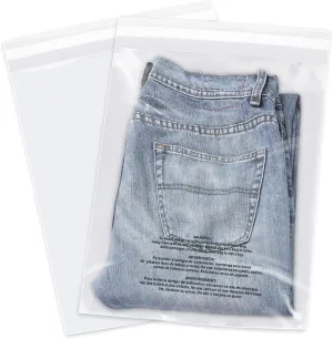 iMailer - 500 Count - 11" x 14" Clear Plastic Poly Bags with Suffocation Warning for Prints, Photos, Documents, Clothing, T-Shirt - Resealable Adhesive,Not Strong