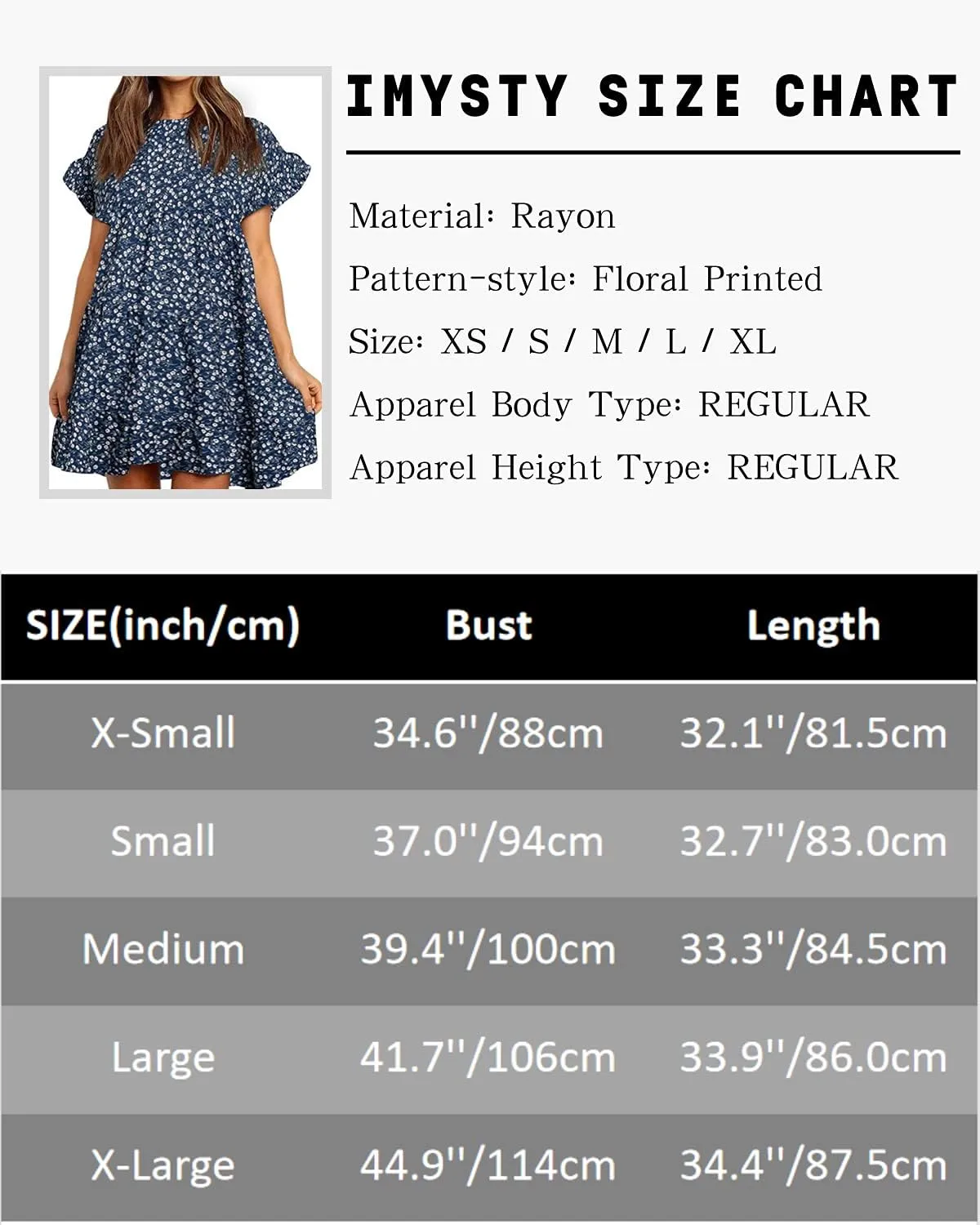 Imysty Womens Boho Floral Ruffle Sleeve Babydoll Loose Flowy Casual Summer Pleated Mini Dress