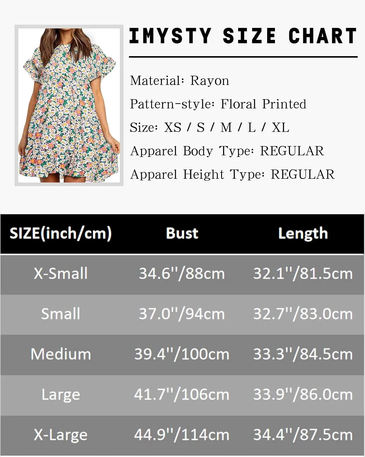 Imysty Womens Boho Floral Ruffle Sleeve Babydoll Loose Flowy Casual Summer Pleated Mini Dress