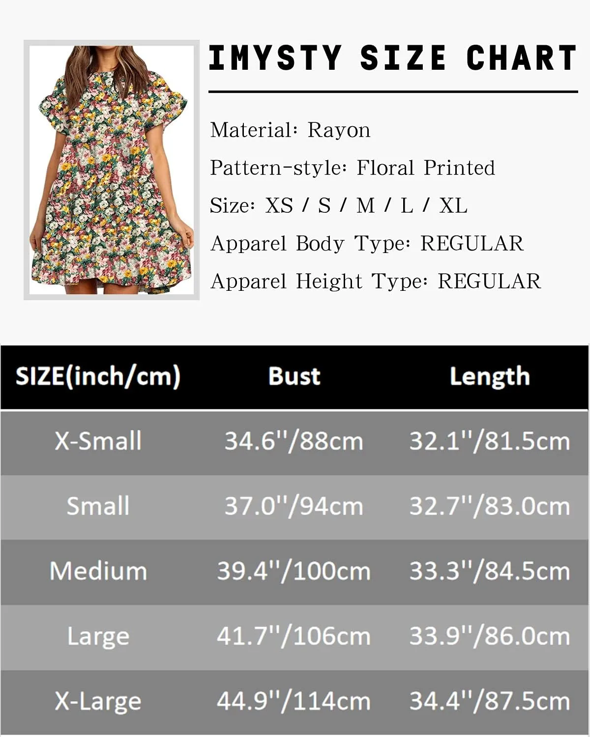 Imysty Womens Boho Floral Ruffle Sleeve Babydoll Loose Flowy Casual Summer Pleated Mini Dress