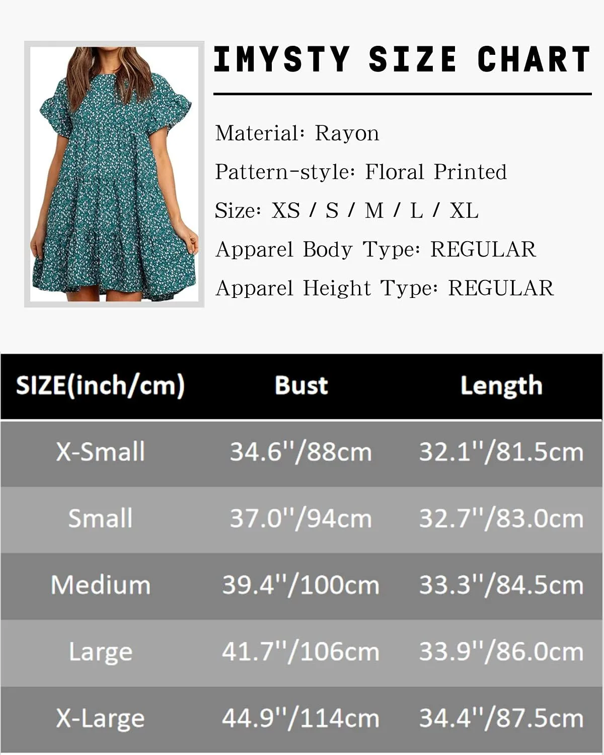 Imysty Womens Boho Floral Ruffle Sleeve Babydoll Loose Flowy Casual Summer Pleated Mini Dress