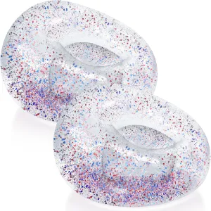 Inflatable Bean Bag Chair for Adult Bean Bag Sofa Chair Blow up Inflatable Furniture for Outdoor Living Room Bedroom Balcony Travel Party Gift Accessories(Colorful Glitter,2 Pcs)