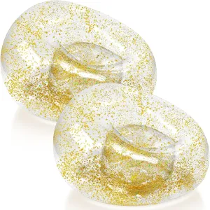 Inflatable Bean Bag Chair for Adult Bean Bag Sofa Chair Blow up Inflatable Furniture for Outdoor Living Room Bedroom Balcony Travel Party Gift Accessories(Gold Glitter,2 Pcs)