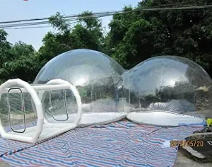 Inflatable Commercial Grade Two Room PVC Clear Eco Dome Camping Bubble Tent New (Size: 28ft.(L) x 10ft.(H))