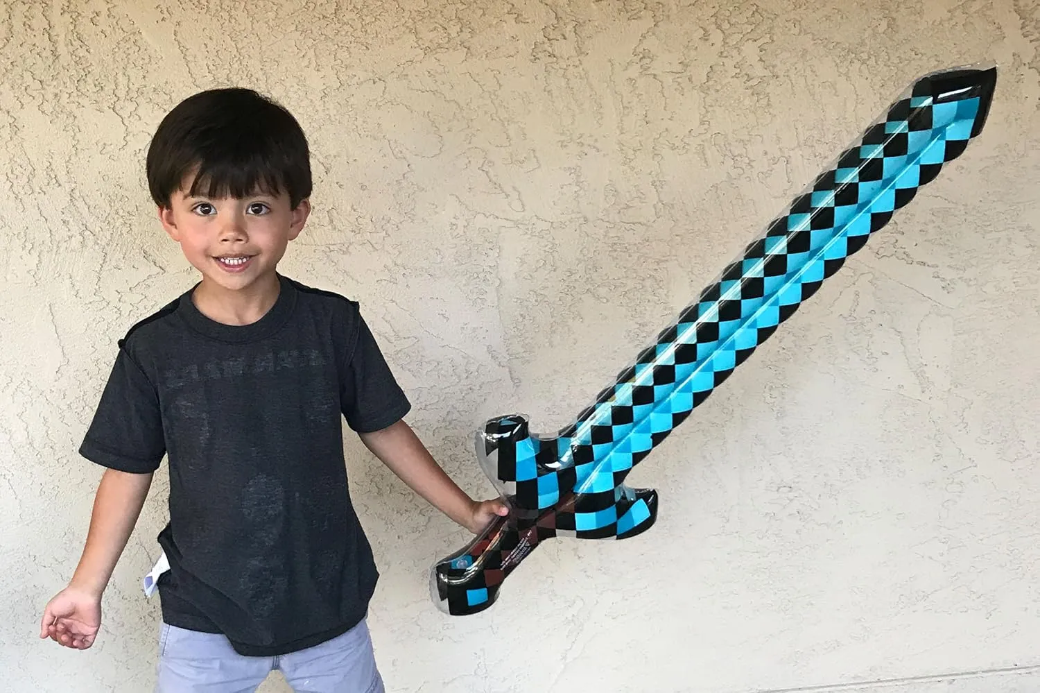 Inflatable Weapons - Pixel Diamond Swords, Pickaxes, Hatchets, Axes, Tridents, and Shields (2 of Each) - Blow up Pixel Party Favors - Gift Bags - Costumes - Pool Parties - 12-Pack