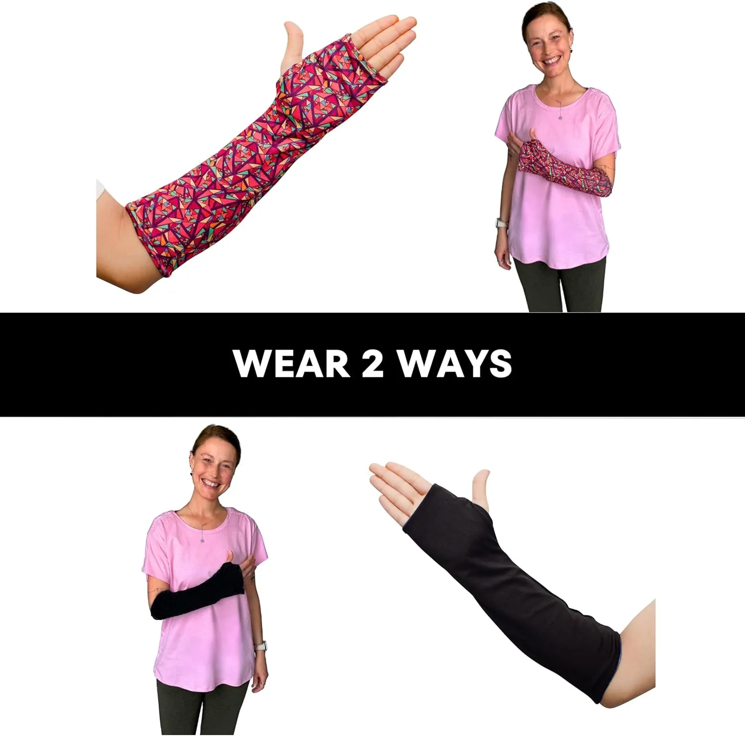 Inspired Comforts Reversible Arm Cast Cover - Washable, Stylish, Elastic Fit Geometric Patterns_L