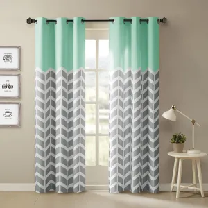 Intelligent Design Alex Chevron Curtains for Living Room, Modern Contemporary Grommet Room Darkening Panels for Bedroom, Geometric Window Panel, 42X63, 2-Panel Pack, 42x63, Aqua