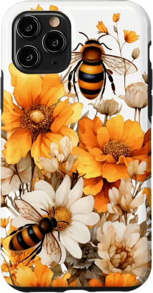 iPhone 11 Pro Honey Bees Bumble Bees Flowers Gardening Design Case