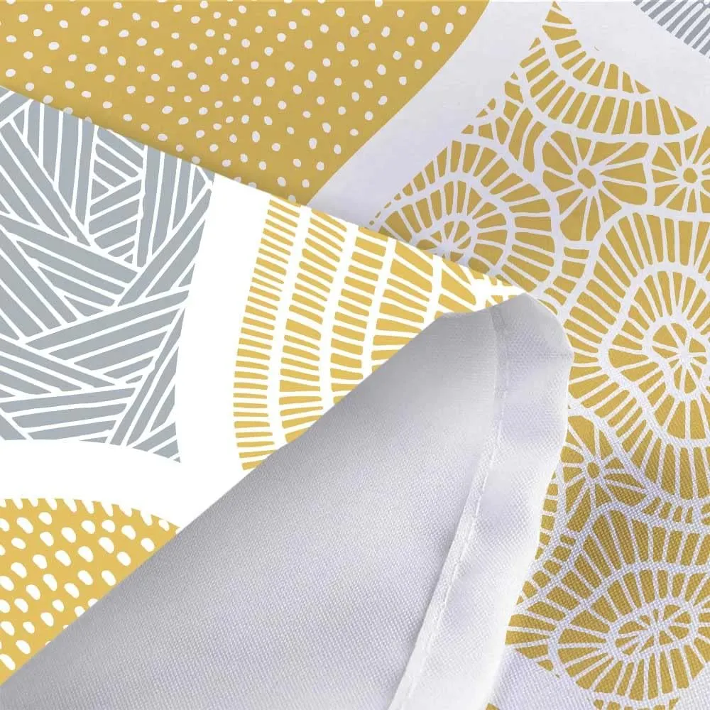 JAWO Bohemia Shower Curtain for Bathroom, Yellow and Grey Bohemian Chic Paisley Fabric Shower Curtains Set, Modern Geometric Pattern Restroom Decor Accessories with Hooks 72X72Inches