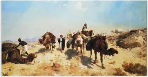 Jean-Leon Gerome《Crossing the Desert》Canvas Oil Painting World Famous Artwork Picture Modern Wall Decor Home Decoration 125x70cm(49x28in) Frameless