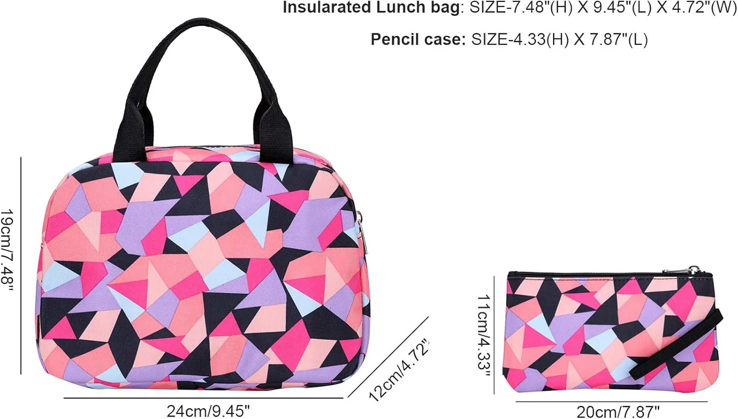 JiaYou Girl Geometric Printed Primary Junior High University School Bag Bookbag 3pcs Backpack Sets(2# Blue-3pcs,35 L)