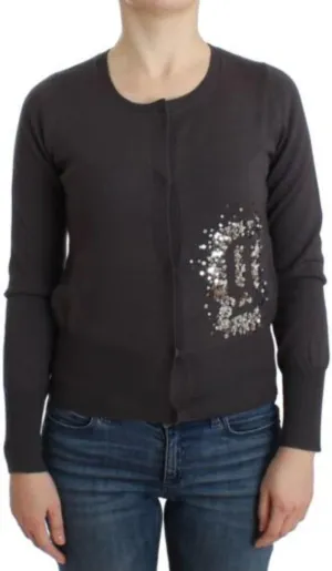 John Galliano Purple Wool Sequined Cardigan Knit Women's Sweater