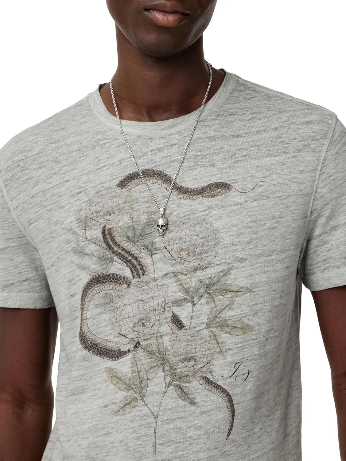 John Varvatos Men's Snake Floral Tee