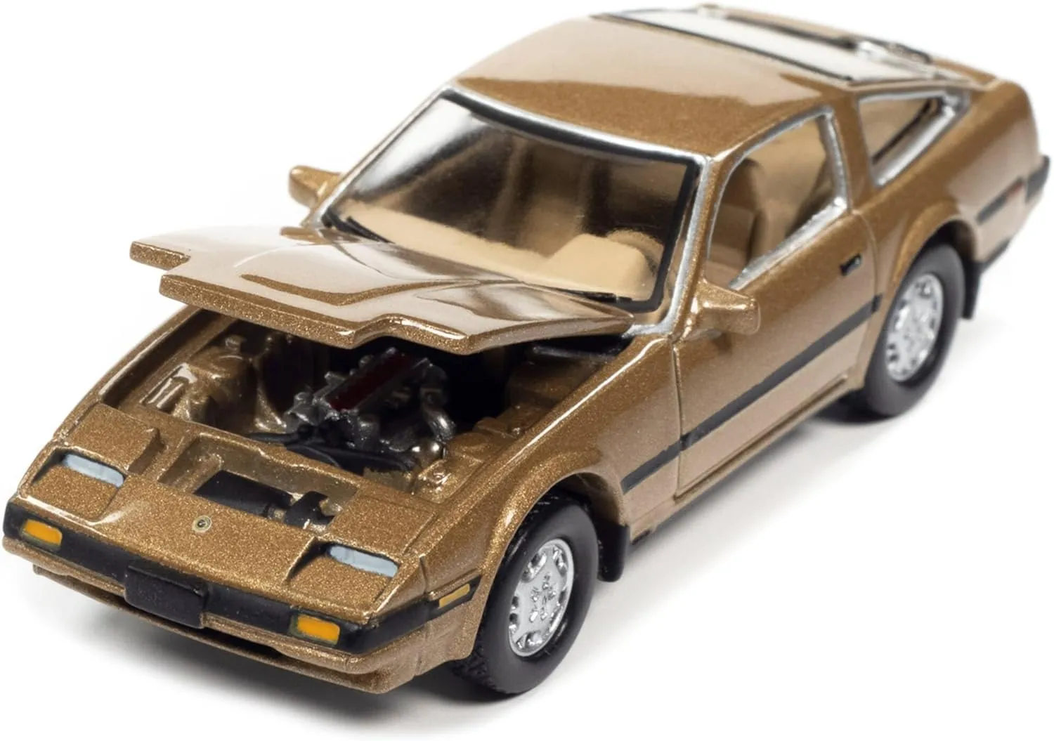 Johnny Lightning 1984 Nissan 300ZX Aspen Gold Metallic with Black Stripes Classic Gold Collection Series Limited Edition to 12480 Pieces Worldwide 1/64 Diecast Model Car