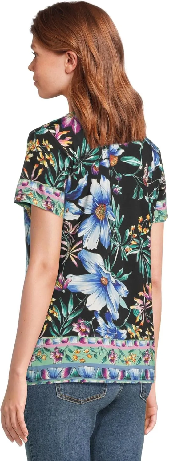Johnny Was Women's The Janie Favorite Short Sleeve Henley Tee