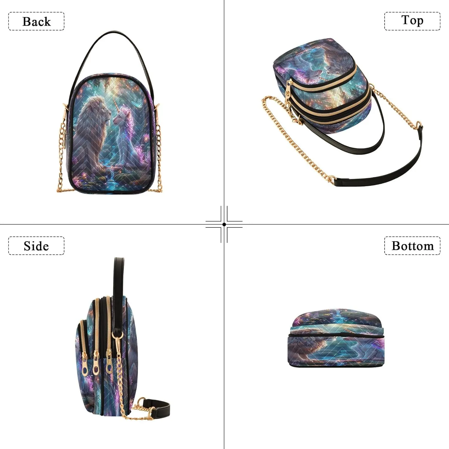 Joisal Rainbow Colored Tree Women Crossbody Bags Triple Zip Women's Shoulder Bag, Womans Purses