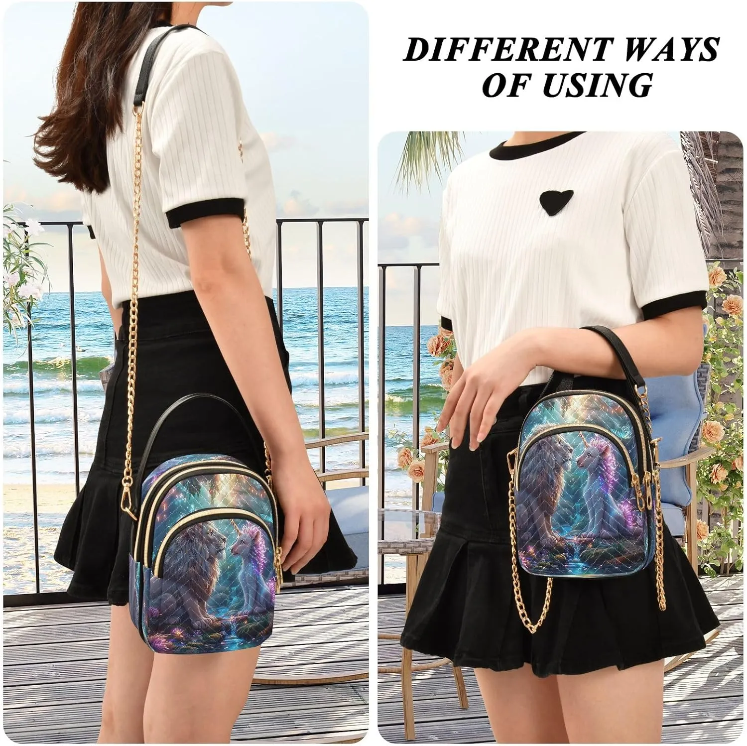 Joisal Rainbow Colored Tree Women Crossbody Bags Triple Zip Women's Shoulder Bag, Womans Purses