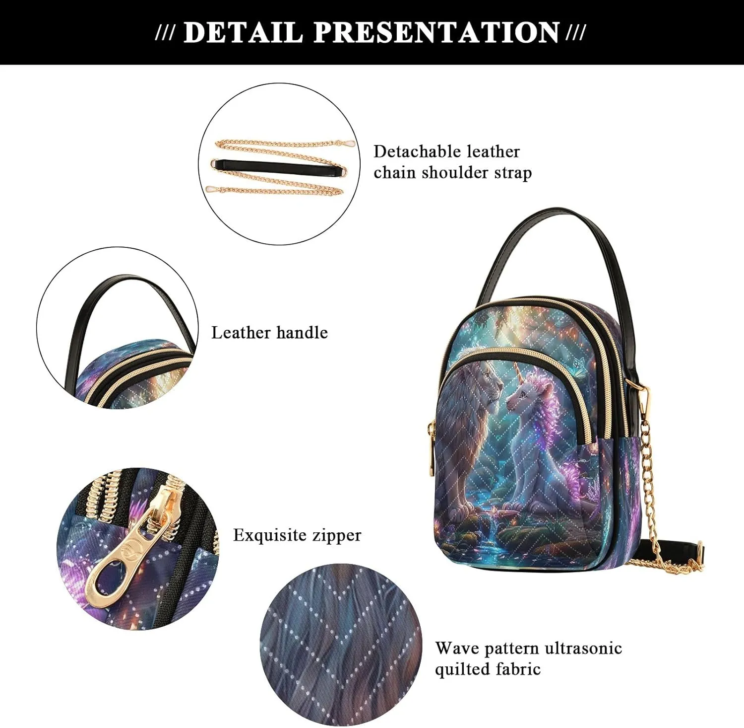 Joisal Rainbow Colored Tree Women Crossbody Bags Triple Zip Women's Shoulder Bag, Womans Purses