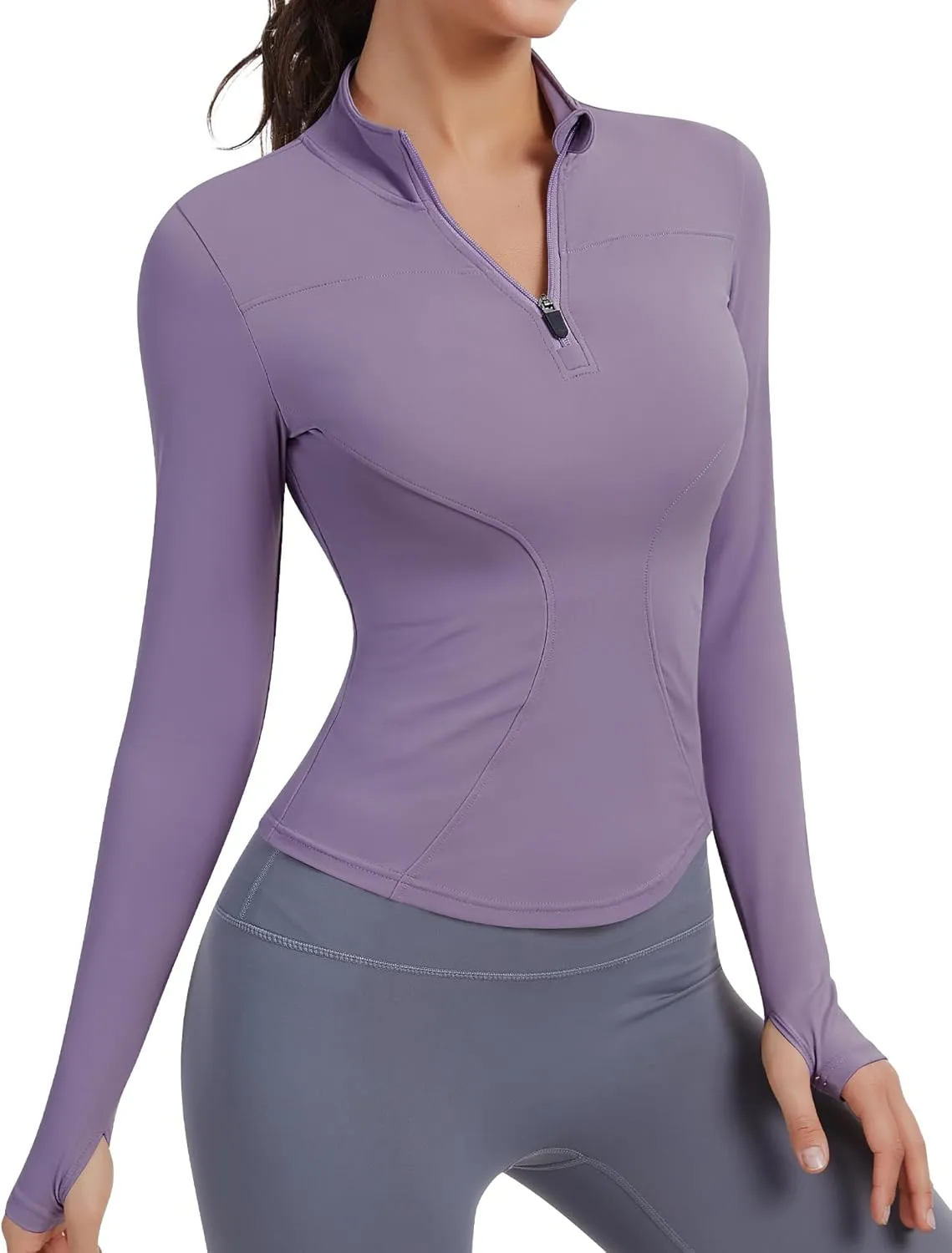 JoyGirl Women Workout Jacket Cropped Running Jackets Zip Up Gym Athletic Tops Yoga Top with Thumb Holes
