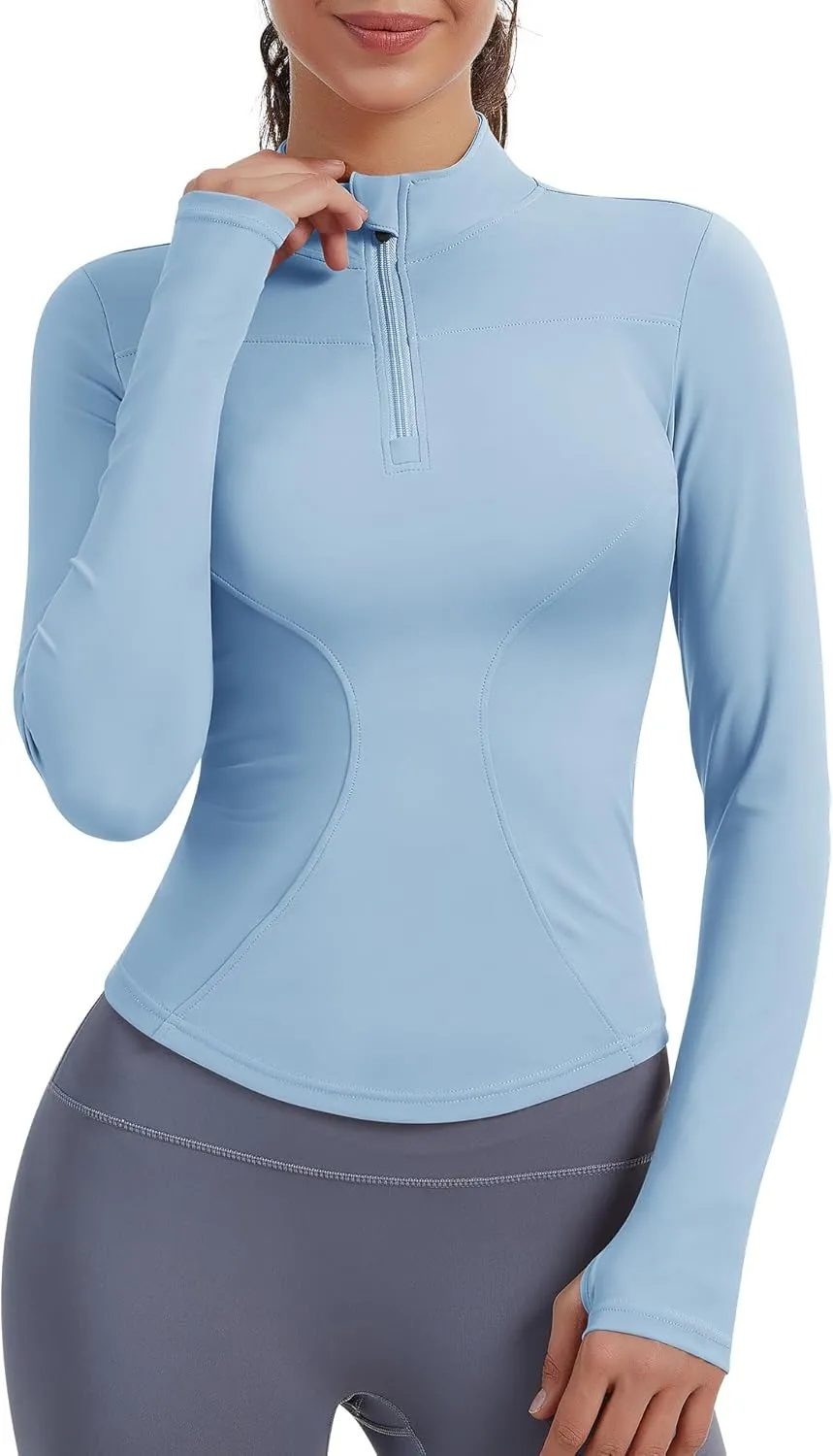 JoyGirl Women Workout Jacket Cropped Running Jackets Zip Up Gym Athletic Tops Yoga Top with Thumb Holes