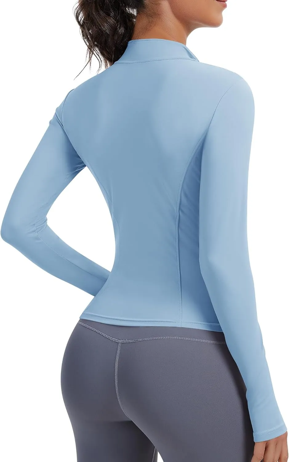 JoyGirl Women Workout Jacket Cropped Running Jackets Zip Up Gym Athletic Tops Yoga Top with Thumb Holes