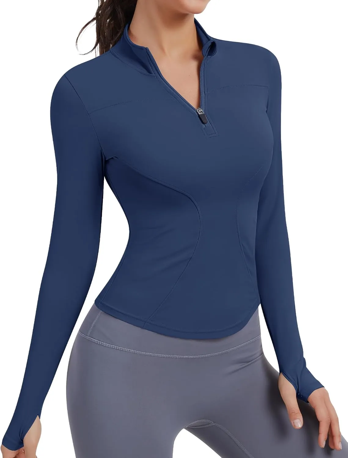 JoyGirl Women Workout Jacket Cropped Running Jackets Zip Up Gym Athletic Tops Yoga Top with Thumb Holes