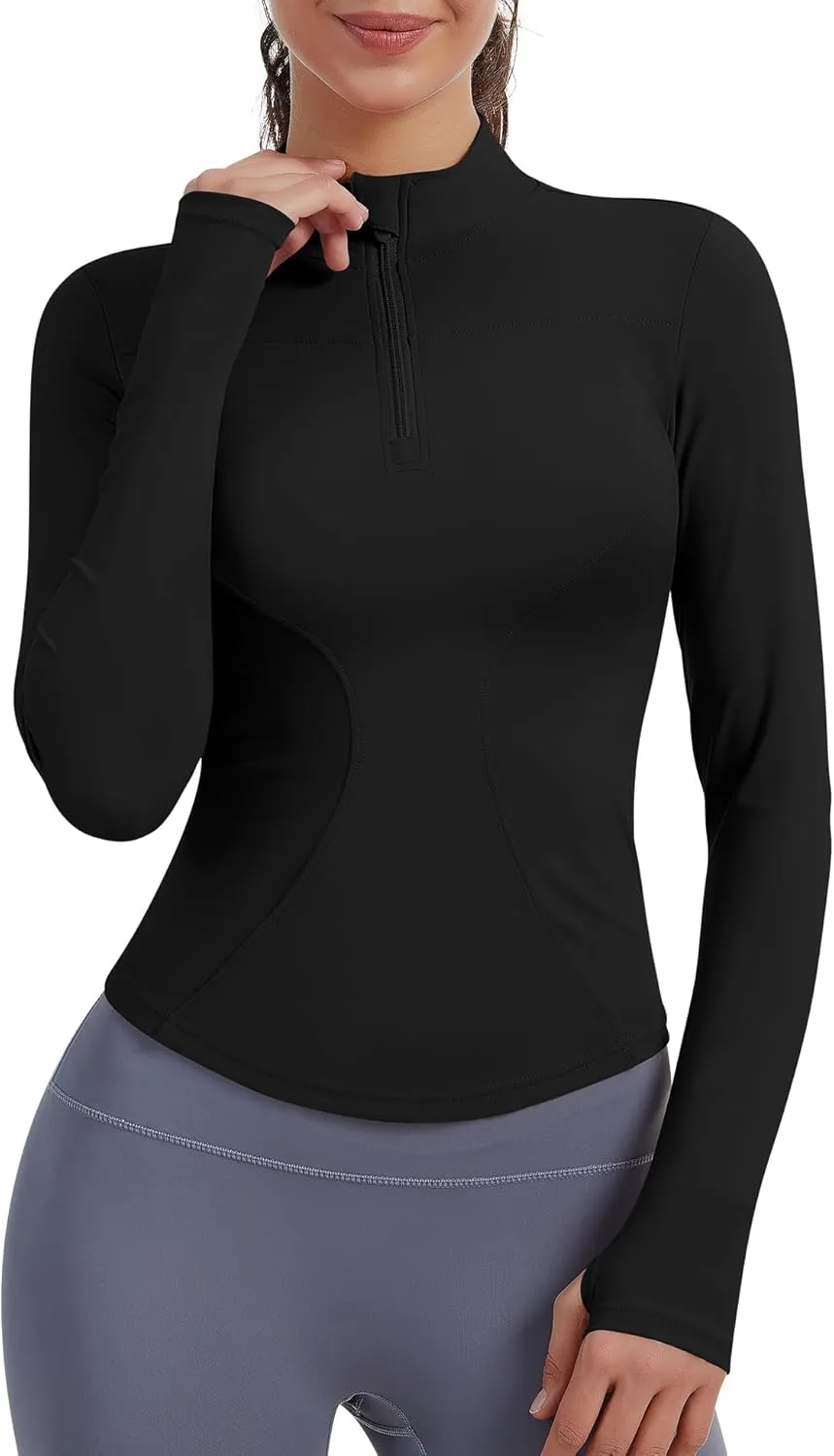 JoyGirl Women Workout Jacket Cropped Running Jackets Zip Up Gym Athletic Tops Yoga Top with Thumb Holes