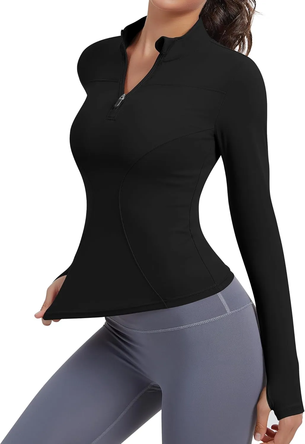 JoyGirl Women Workout Jacket Cropped Running Jackets Zip Up Gym Athletic Tops Yoga Top with Thumb Holes