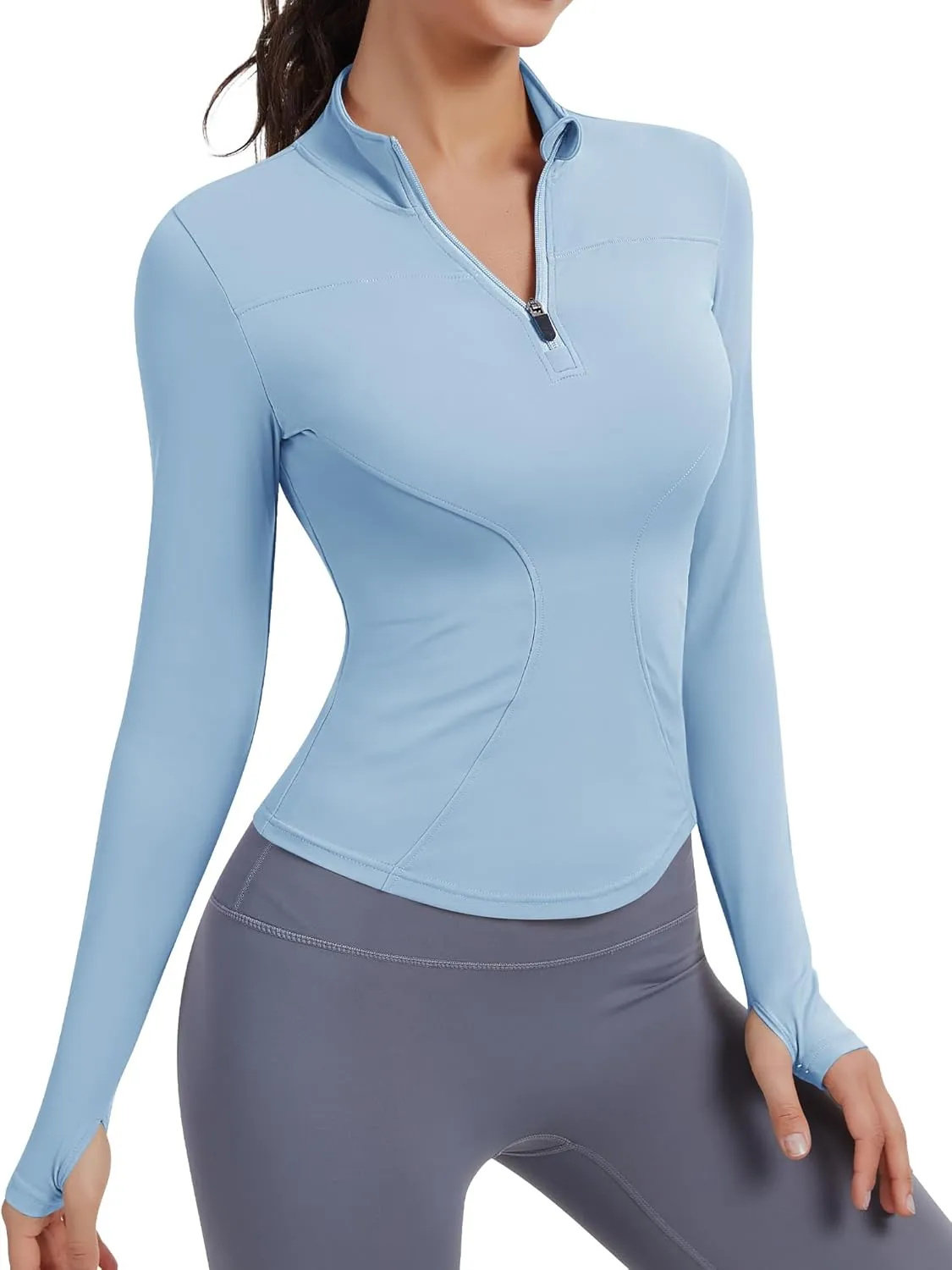 JoyGirl Women Workout Jacket Cropped Running Jackets Zip Up Gym Athletic Tops Yoga Top with Thumb Holes