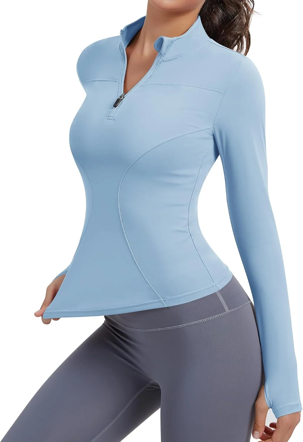 JoyGirl Women Workout Jacket Cropped Running Jackets Zip Up Gym Athletic Tops Yoga Top with Thumb Holes