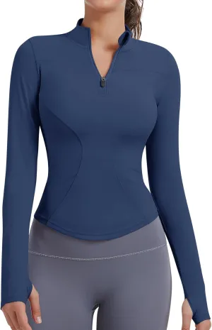 JoyGirl Women Workout Jacket Cropped Running Jackets Zip Up Gym Athletic Tops Yoga Top with Thumb Holes