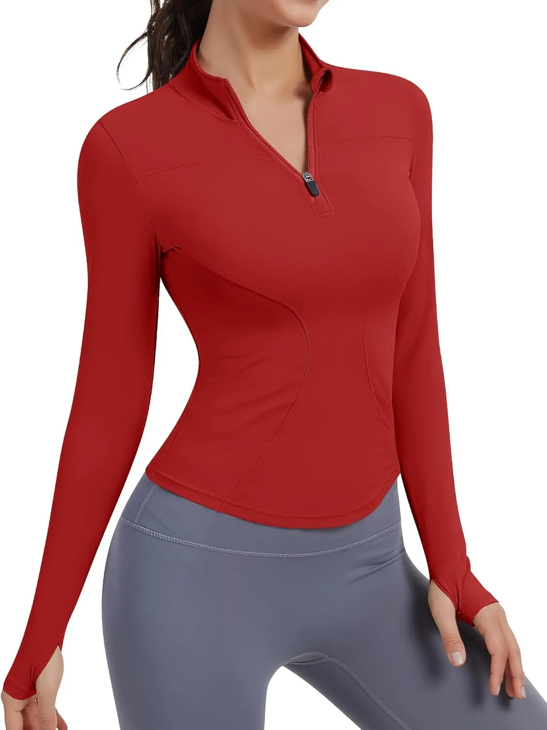 JoyGirl Women Workout Jacket Cropped Running Jackets Zip Up Gym Athletic Tops Yoga Top with Thumb Holes