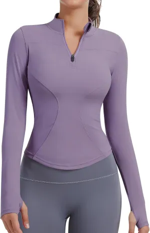 JoyGirl Women Workout Jacket Cropped Running Jackets Zip Up Gym Athletic Tops Yoga Top with Thumb Holes