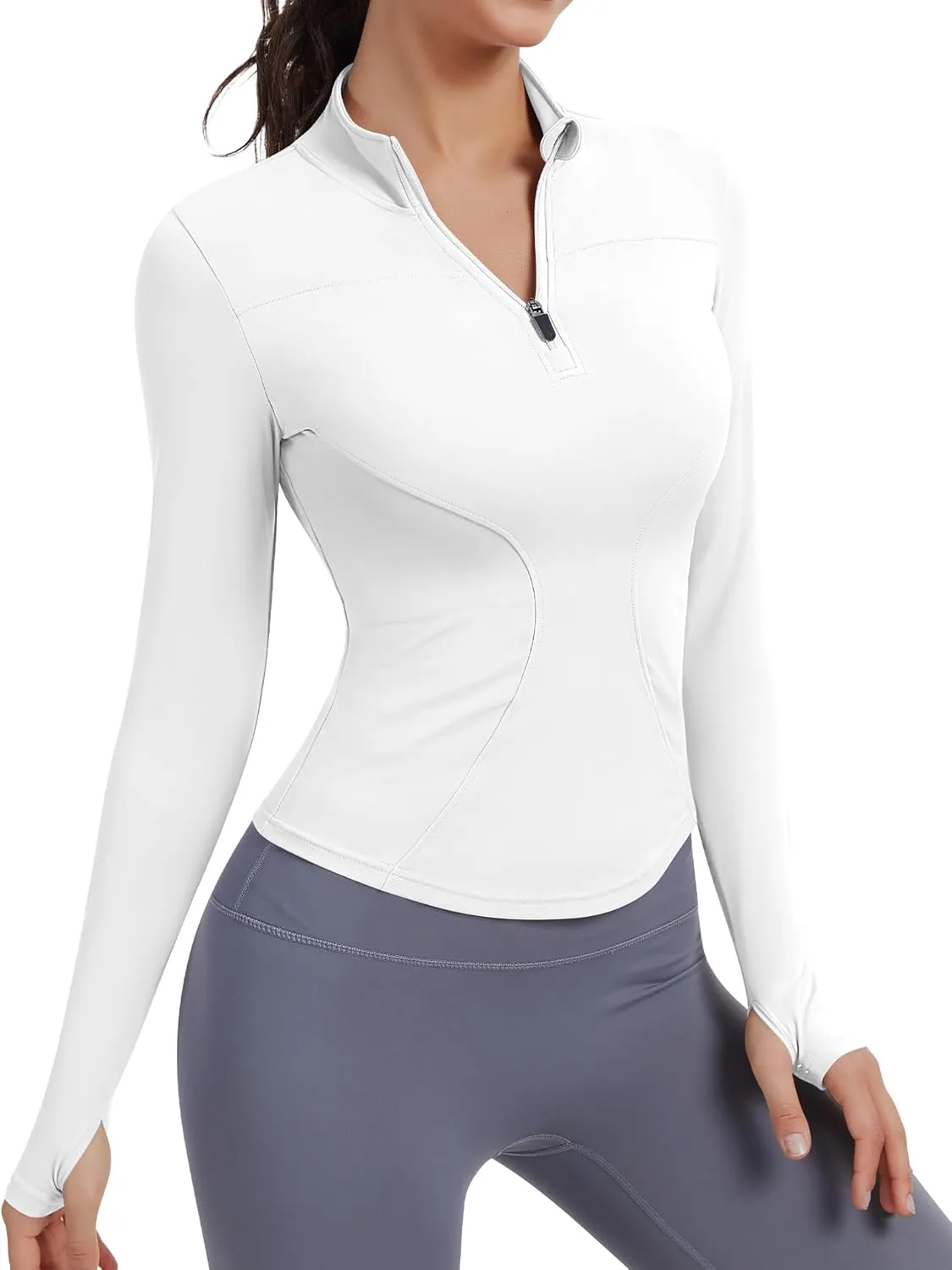 JoyGirl Women Workout Jacket Cropped Running Jackets Zip Up Gym Athletic Tops Yoga Top with Thumb Holes