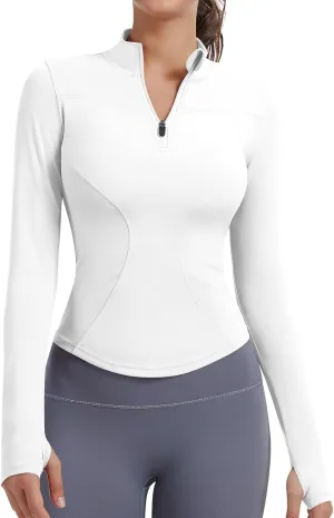 JoyGirl Women Workout Jacket Cropped Running Jackets Zip Up Gym Athletic Tops Yoga Top with Thumb Holes