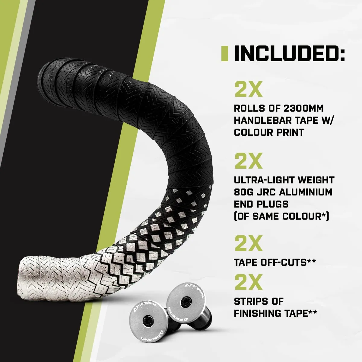 JRC Components Orimono Metallic Bicycle Handlebar Tape | Set of 2 Comfortable Bar Tape for Road Bike | Gravel Bicycle Handlebar Wrap with Bar End Plugs | Enhance Your Bike Grip - (Silver)