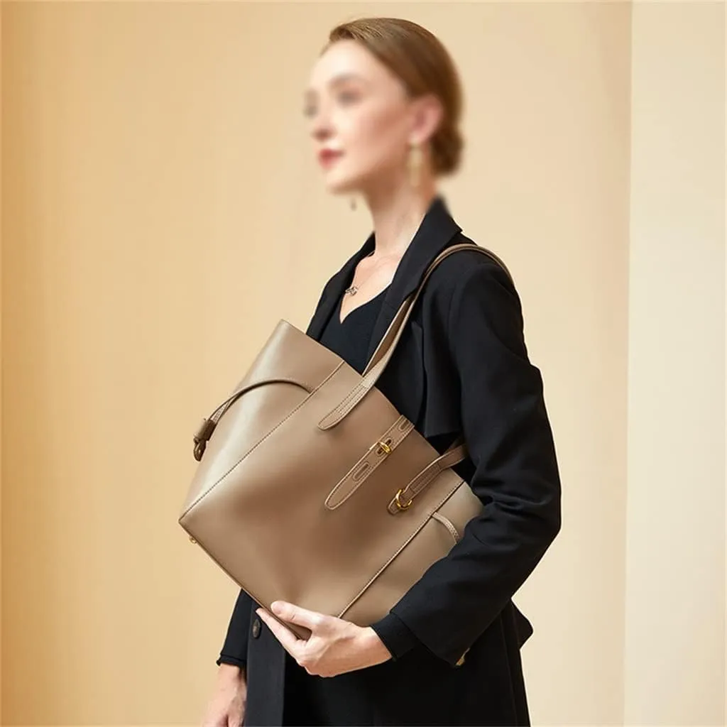 JSEIAJB Spring and Leather Women's Bag Handbag Sigle Shoulder Large Capacity Everything Tote Bucket Bag