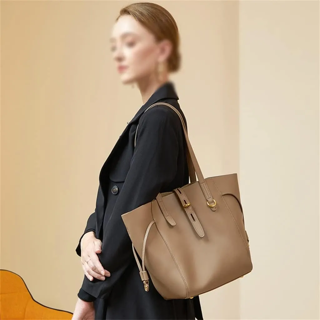 JSEIAJB Spring and Leather Women's Bag Handbag Sigle Shoulder Large Capacity Everything Tote Bucket Bag