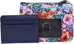 Julia Buxton Impressionist Floral Printed Vegan Leather Lg ID Coin Case